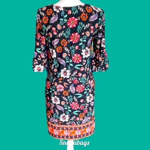 LAUNDRY NWT BLUE FLORAL SHIFT DRESS FLUTTER 3/4” SLEEVES SIZE 6 - Picture 5 of 8